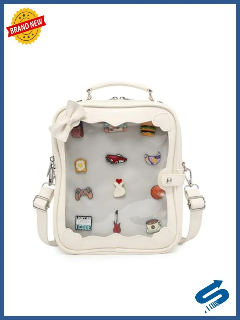 Kawaii Ita Bag Crossbody Backpack Clear Window Display Case for Anime Pins